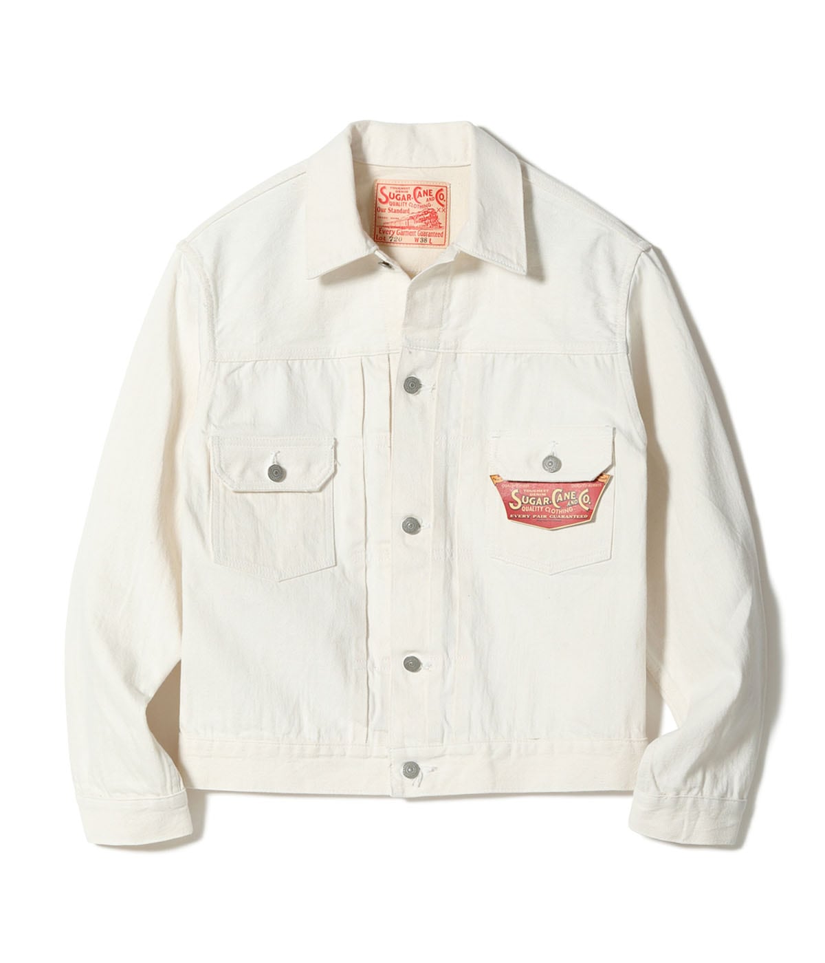 1_000000002909 Sugar Cane & Co. Lot SC15720 / 13oz White Denim Jacket 1953 Model - Image 1