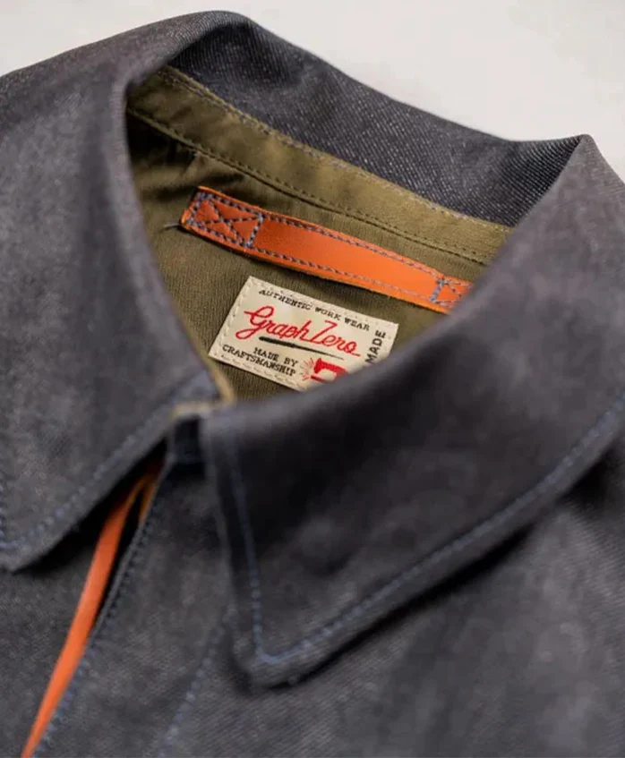Graph Zero A-2 Flight Jacket - Coated Denim - THE DENIM STORE