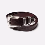Nudie Jeans Co. Western Faux Croco Silver Belt Burgundy