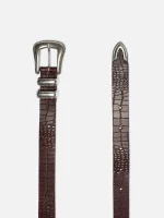 Nudie Jeans Co. Western Faux Croco Silver Belt Burgundy - Image 2